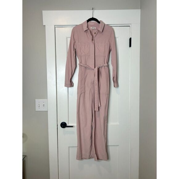 Madewell Pink Corduroy Belted Jumpsuit Size 0 - Picture 5 of 10